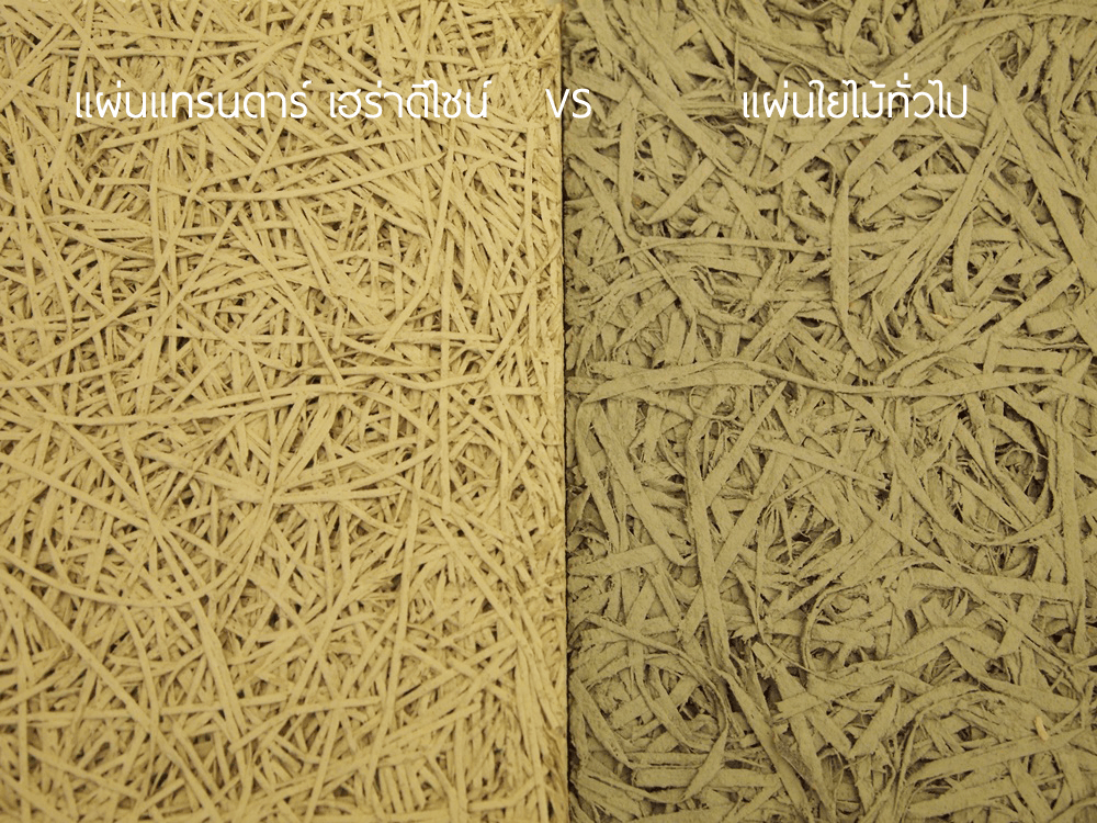  แผ่นแทรนดาร์ เฮร่าดีไซน์ vs แผ่นใยไม้ทั่วไป 