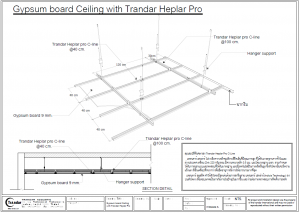 Gypsumboard ceiling with trandar-heplar