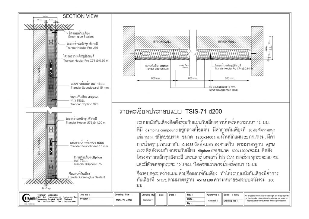 ระบบผนัง TSIS71 d200